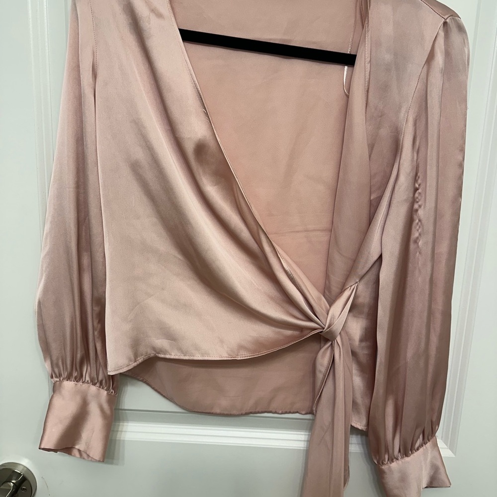 Zara Blush Satin Wrap Blouse